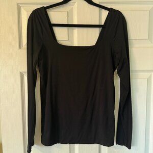 Banana Republic Square-Neck Long Sleeve Top – Black, Size L